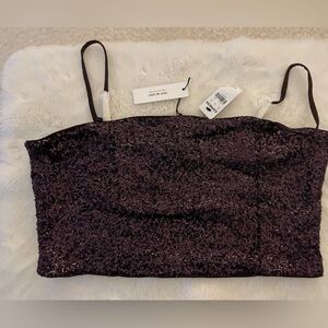 Express Dark Purple Sequin Crop Top